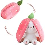 saznioeu Rabbit Muppet Toys, 2023 New Strawberry/Carrot Bunny Plush, Reversible Carrot Strawberry Plush Cute Bunny Plushie, Easter and Children's Day Gifts (18cm/7.1in, Strawberry)