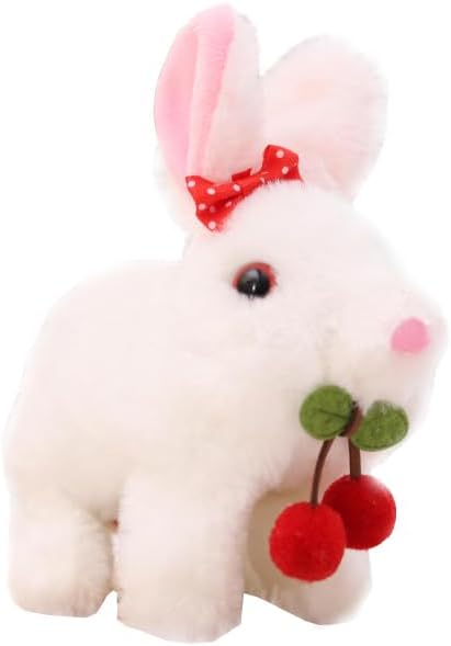 Bunby - My Realistic Bunny Toy，cute walking bunny plush toy, Plush rabbit toys, Rabbit electronic toys can twitch and walk, Easter Christmas birthday gift for kids (white)
