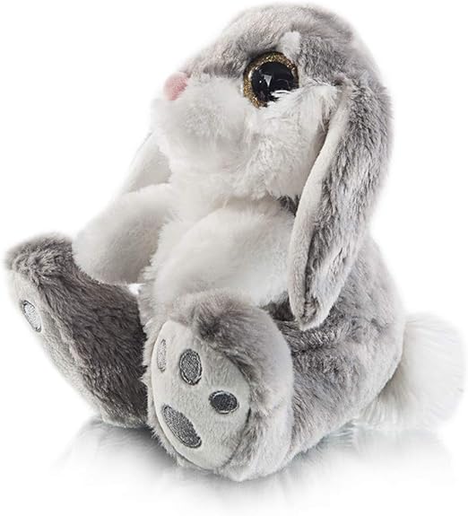 My OLi Easter Bunny Soft Toy 22cm/8.5" Plush Rabbit With Floppy Bunny Ears Stuffed Animal Bunny Teddy Toy Easter Bunny Decorations Gifts For Babies Kids Boys Girls | Grey