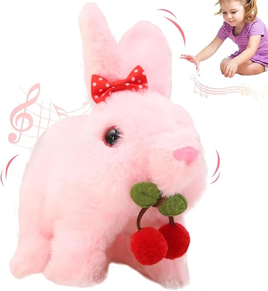 Bunby - My Realistic Bunny Toy，cute walking bunny plush toy, Plush rabbit toys, Rabbit electronic toys can twitch and walk, Easter Christmas birthday gift for kids (white)