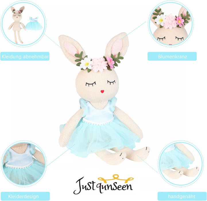 JUSTQUNSEEN Easter Bunny,Easter Bunny teddy Ballerina Doll Soft Toys Bunny Plush Toy for Girls,Soft Toys for Girls Ballerina Doll Teddy,Gift for 5 Years Old Girl peter rabbit toys(Yellow)