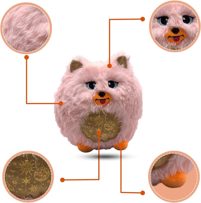 HAPPY HUGS CO. Peach Glow Plushie- Soft & Huggable Stuffed Toy, Washable,Pink Star Buddy with Golden Heart -Gift for Girls & Boys