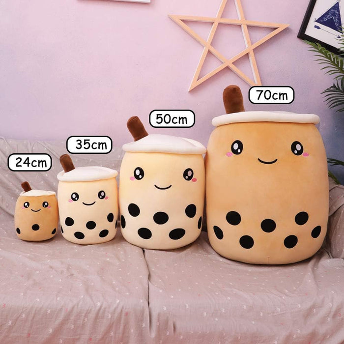 AMOZO Cute Cartoon Boba Milk Tea Soft Plush Doll, Giant Boba Bubble Plushie Stuffed Tea Cup Pillow Gift Toys