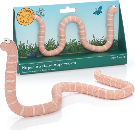 Official Superworm Super Stretchy Toy from The Julia Donaldson and Axel Scheffler Childrens Books and Films, Orange