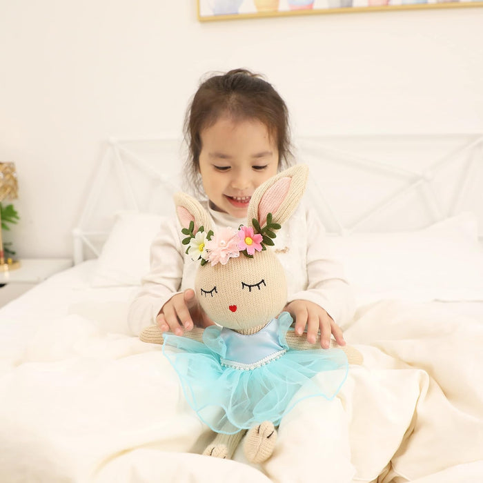 JUSTQUNSEEN Easter Bunny,Easter Bunny teddy Ballerina Doll Soft Toys Bunny Plush Toy for Girls,Soft Toys for Girls Ballerina Doll Teddy,Gift for 5 Years Old Girl peter rabbit toys(Yellow)