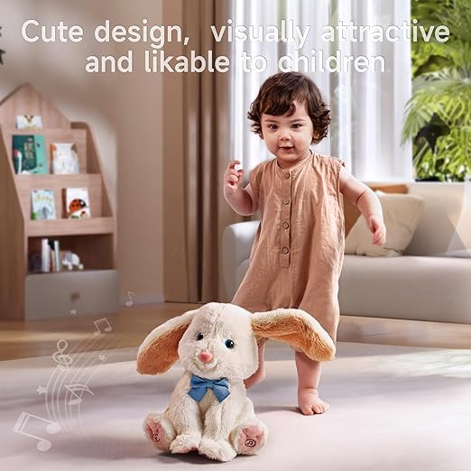 TUMAMA KIDS Electronic Plush Bunny with Singing and Speaking Function, Interactive Electronic Pets Bunny Toy with Wiggling Ears and Body, Easter Plush Bunny