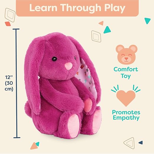 B. toys – Plush Bunny - Super Soft Stuffed Animal - Washable Rabbit Toy - Happy Hues for Babies and Toddlers – 0 Months +, Plumberry Pink