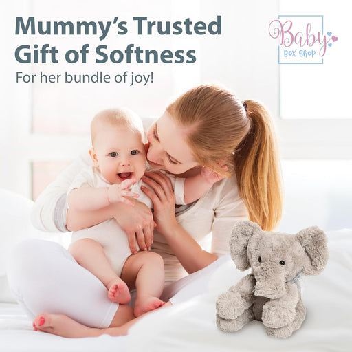 Baby Box Shop - Baby Elephant Teddy, Grey Plush Soft Toy Teddy Bear - Ideal for Christenings, Birthday or Baby Gift, Soft Toys for Kids