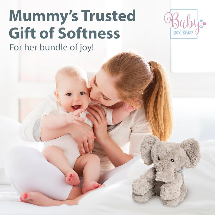 Baby Box Shop - Baby Elephant Teddy, Grey Plush Soft Toy Teddy Bear - Ideal for Christenings, Birthday or Baby Gift, Soft Toys for Kids