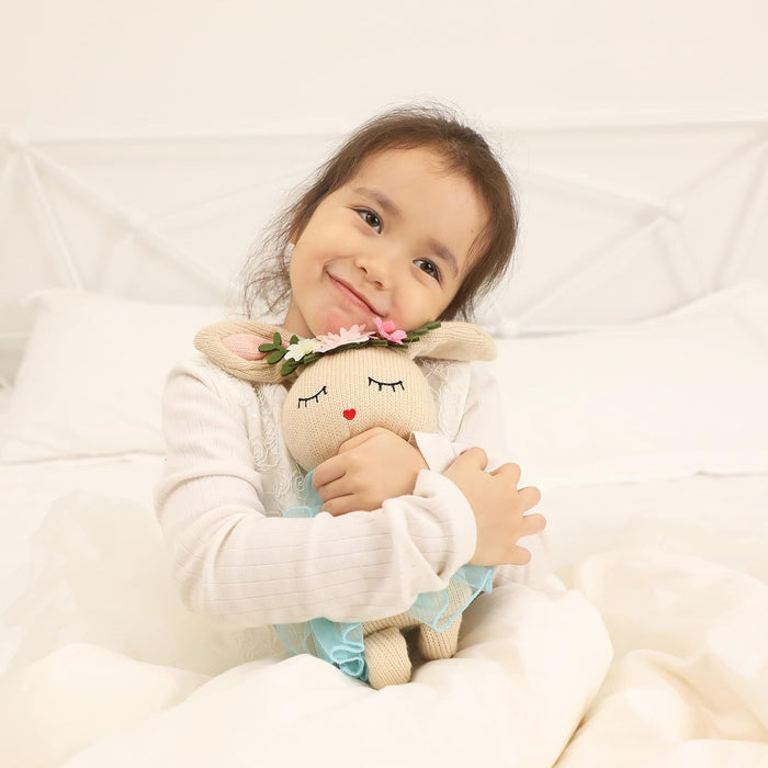 JUSTQUNSEEN Easter Bunny,Easter Bunny teddy Ballerina Doll Soft Toys Bunny Plush Toy for Girls,Soft Toys for Girls Ballerina Doll Teddy,Gift for 5 Years Old Girl peter rabbit toys(Yellow)