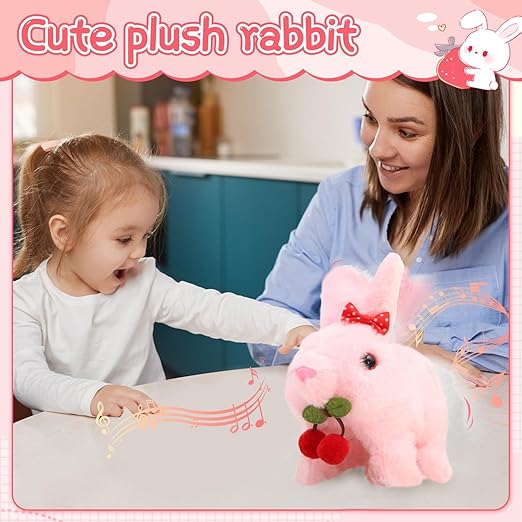 Bunby - My Realistic Bunny Toy，cute walking bunny plush toy, Plush rabbit toys, Rabbit electronic toys can twitch and walk, Easter Christmas birthday gift for kids (white)