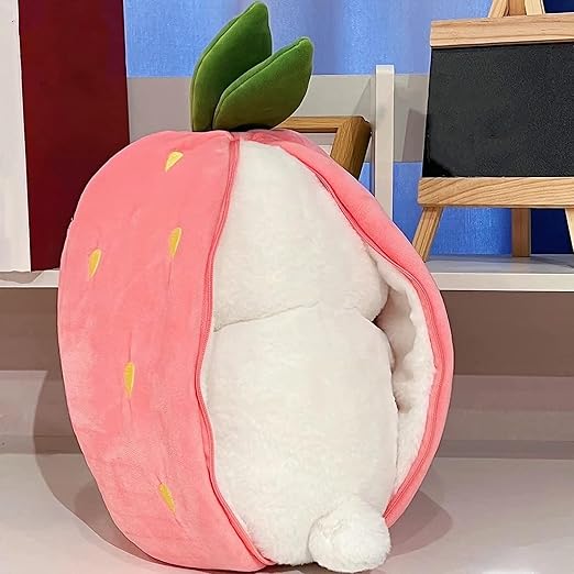 saznioeu Rabbit Muppet Toys, 2023 New Strawberry/Carrot Bunny Plush, Reversible Carrot Strawberry Plush Cute Bunny Plushie, Easter and Children's Day Gifts (18cm/7.1in, Strawberry)