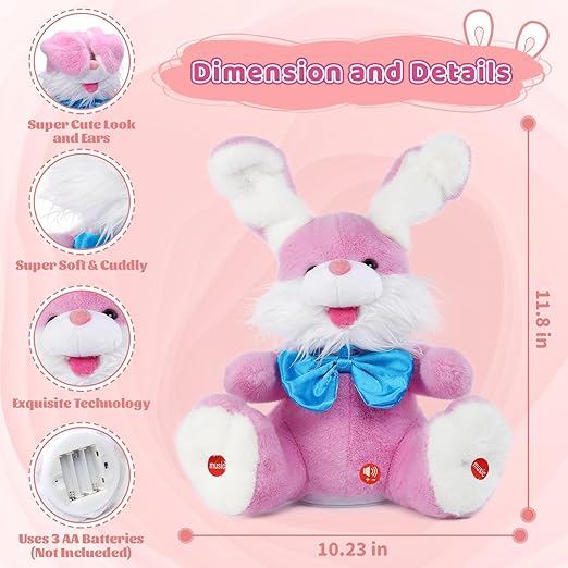 Bunny Peek-A-Boo Kids Interactive Plush Toy, Repeat What You Say, Singing Talking Toy, Easter Gift for Toddlers & Babies
