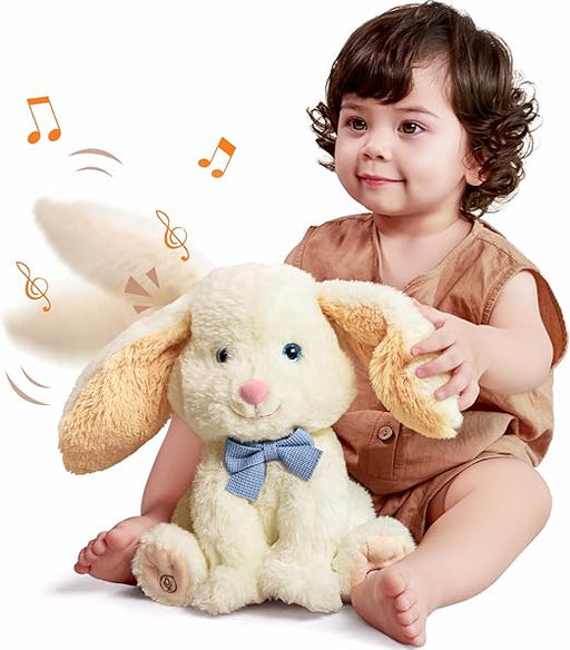 TUMAMA KIDS Electronic Plush Bunny with Singing and Speaking Function, Interactive Electronic Pets Bunny Toy with Wiggling Ears and Body, Easter Plush Bunny