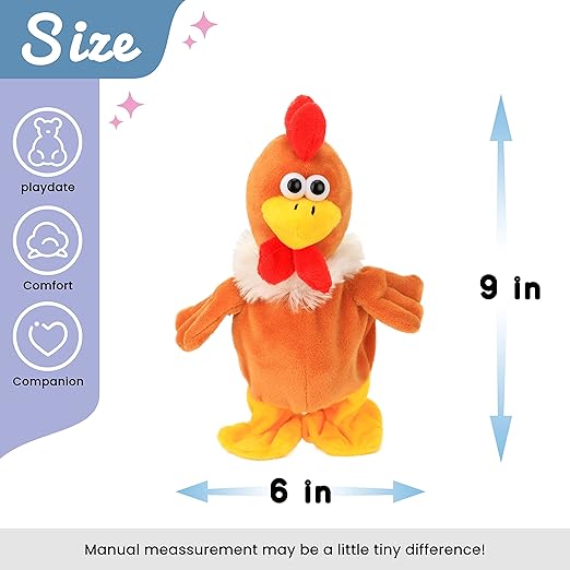 Hopearl Talking Chicken Repeats What You Say Walking Chick Electric Interactive Animated Toy Speaking Plush Buddy Gifts for Toddlers Birthday, 9''