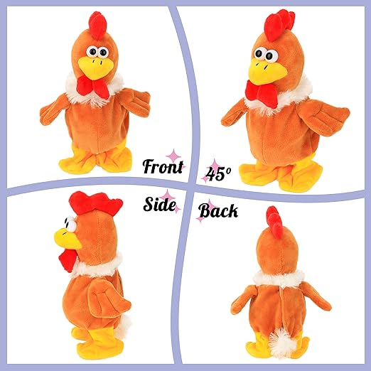 Hopearl Talking Chicken Repeats What You Say Walking Chick Electric Interactive Animated Toy Speaking Plush Buddy Gifts for Toddlers Birthday, 9''