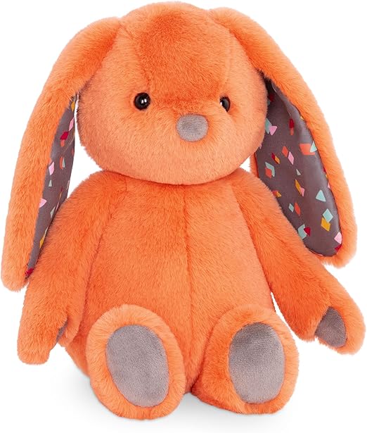 B. toys – Plush Bunny - Super Soft Stuffed Animal - Washable Rabbit Toy - HappyHues for Babies and Toddlers - 0 Months +, Coral Orange