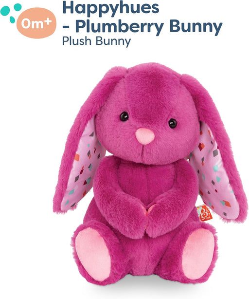 B. toys – Plush Bunny - Super Soft Stuffed Animal - Washable Rabbit Toy - Happy Hues for Babies and Toddlers – 0 Months +, Plumberry Pink