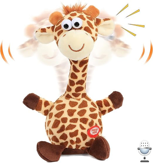 Hopearl Talking Giraffe Repeats What You Say Shaking Head Electric Interactive Animated Toy Speaking Plush Buddy Birthday Gifts for Toddlers, 9.5''