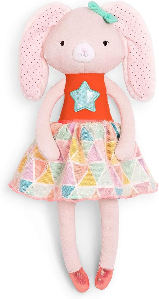 B. toys – Plush Designer Bunny Doll – Soft & Cuddly Stuffed Animal Rabbit Toy – Orange & Pastel Dress – Sparkly – 15” – Washable – Tippy Toes – Becky Bunny – 18m +